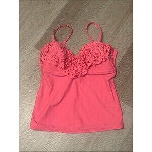 Collections by Catalina Women's Ruffle Eyelet Cut Tankini Top Sz Small